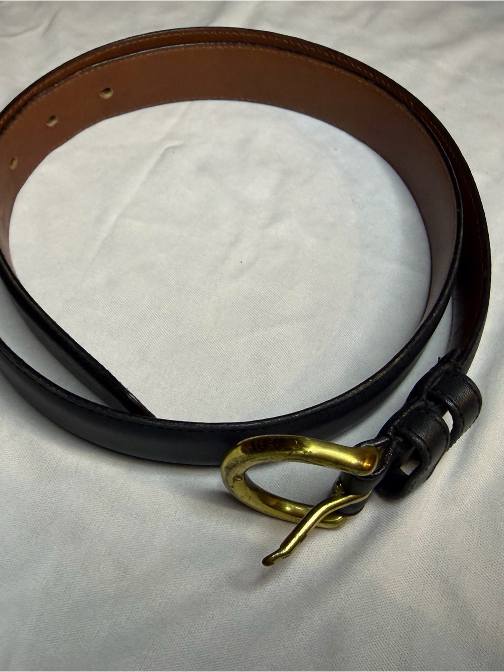 Coach women’s navy Leather Belt with Brass Loop Buckle